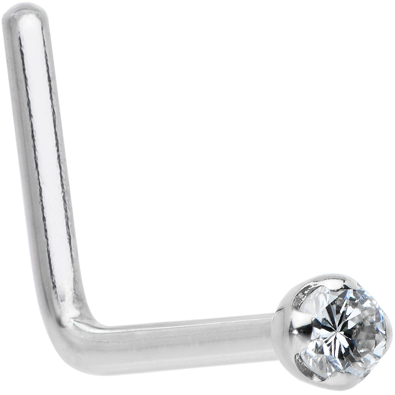 14k Solid White Gold Genuine 1.5mm Diamond Micro Nose Ring