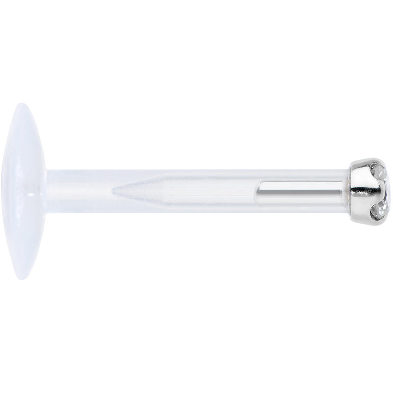 16G Bioplast 14K White Gold 1.5mm Genuine Diamond Micro Labret