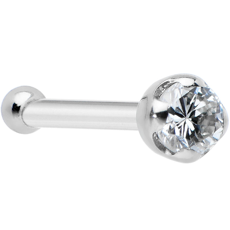 14k Solid White Gold Genuine 1.5mm Diamond Micro Nose Ring