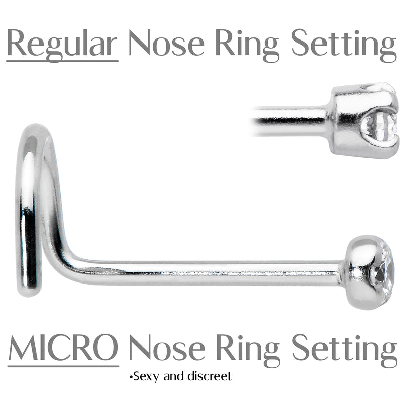 14k Solid White Gold Genuine 1.5mm Diamond Micro Nose Ring