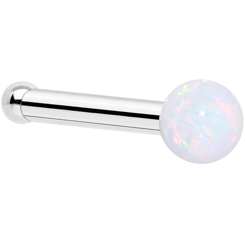 14k White Gold 2.5mm Synthetic Opal Ball Nose Ring
