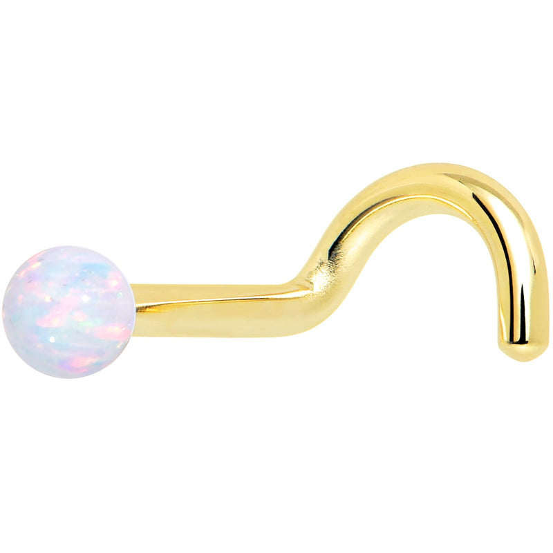 14k Yellow Gold 2.5mm Synthetic Opal Ball Nose Ring
