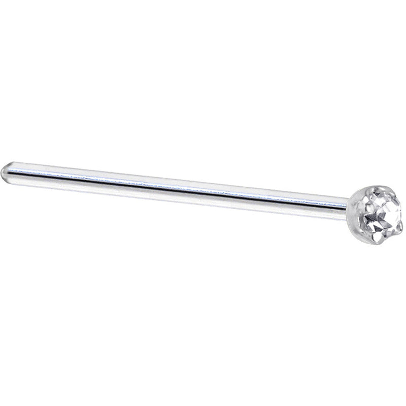 Solid 14K White Gold 1.5mm Genuine Diamond Nose Ring