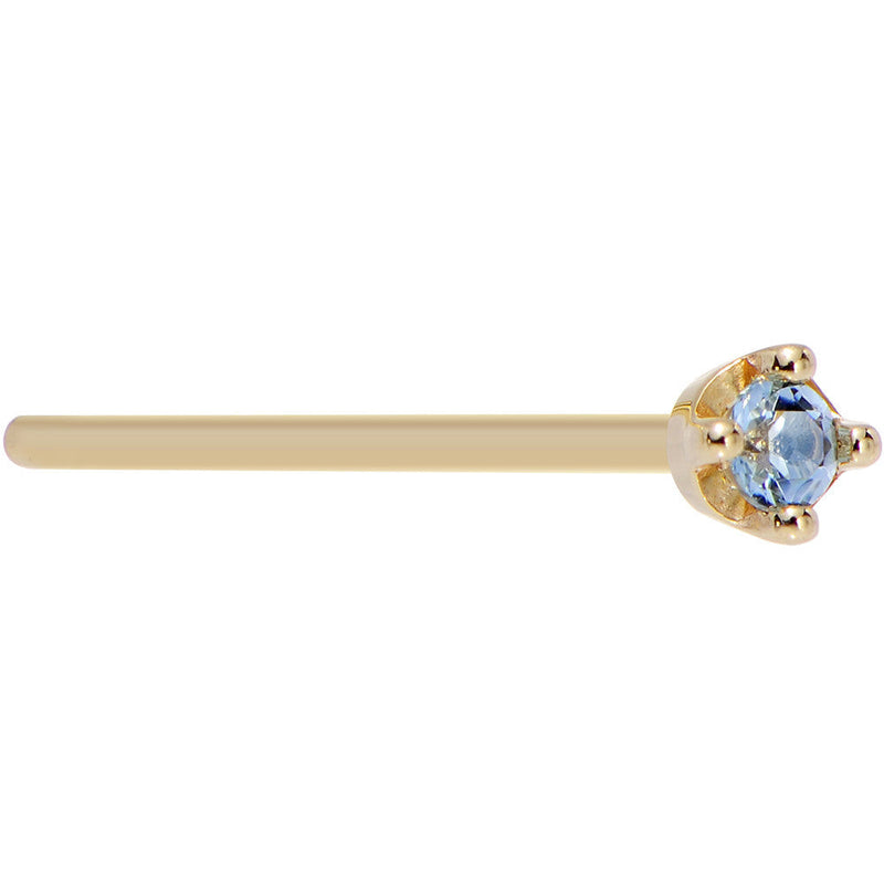 Solid 14K Yellow Gold 1.5mm Genuine Topaz Nose Ring