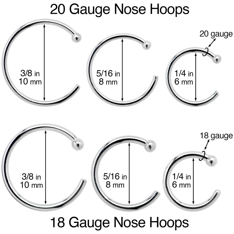 20G 3/8 Solid 18K Rose Gold Nose Hoop