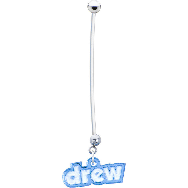 Custom Flexible PTFE Blue Personalized Name Pregnancy Belly Ring