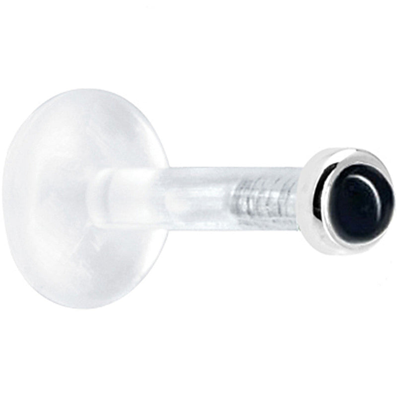 Solid 14K White Gold 2mm Genuine Onyx Bioplast Push in Monroe