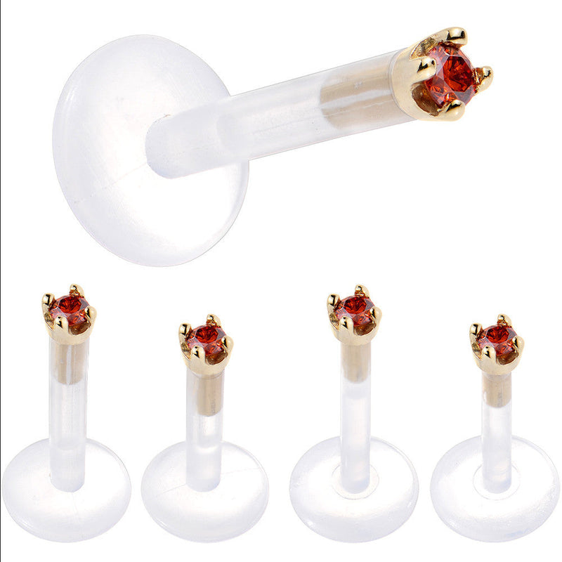 Solid 14K Yellow Gold 1.5mm Genuine Red Diamond Bioplast Push in Monroe