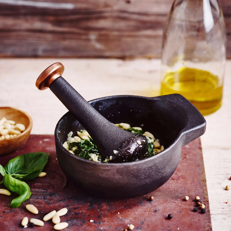 Enameled Cast Iron Mortar & Pestle Set, 2-Cup