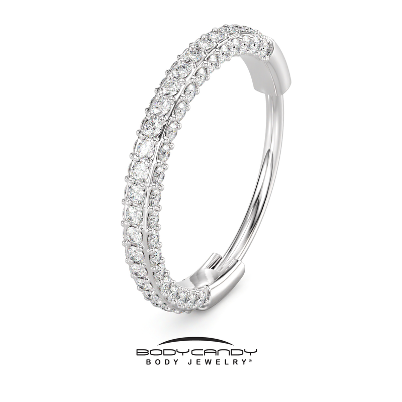 18G Implant Grade Titanium Triple Sided Micro Gem Hinged Nose Hoop