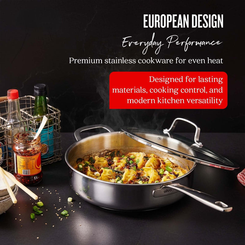 5-Ply Stainless Sauté Pan with Lid, 4-Qt