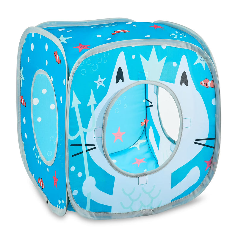 Vibrant Life Pop Open Collapsible Mermaid Cat Cube, Blue