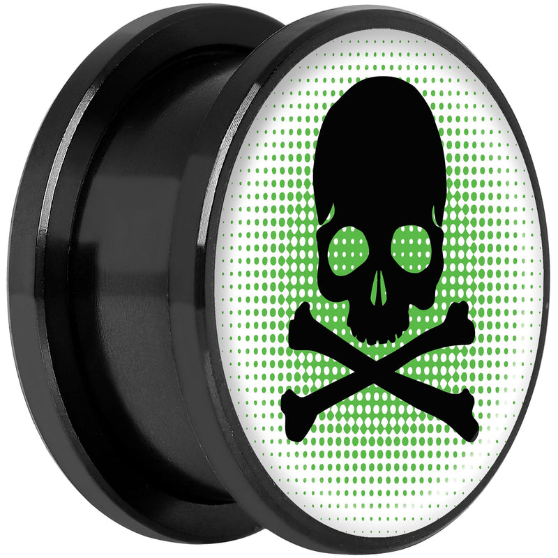 Green Black Skull Black Anodized Screw Fit Plug Set 18mm