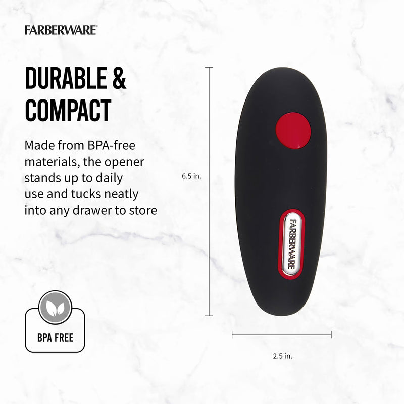 Farberware Hands-Free Battery-Operated Black Can Opener in Red