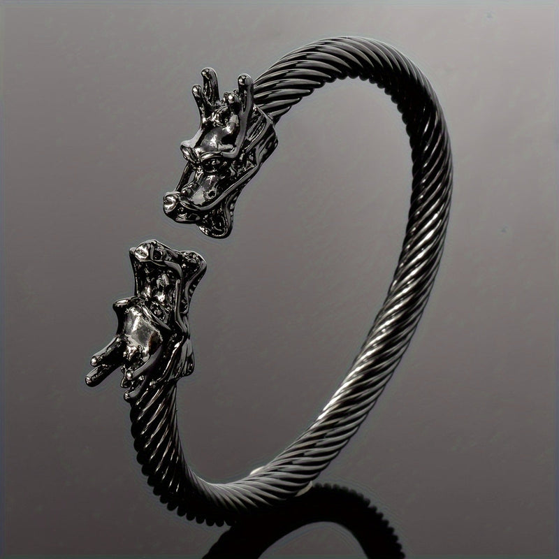 Double Dragon Copper Bracelet – Rock & Hip-Hop Style, Unisex