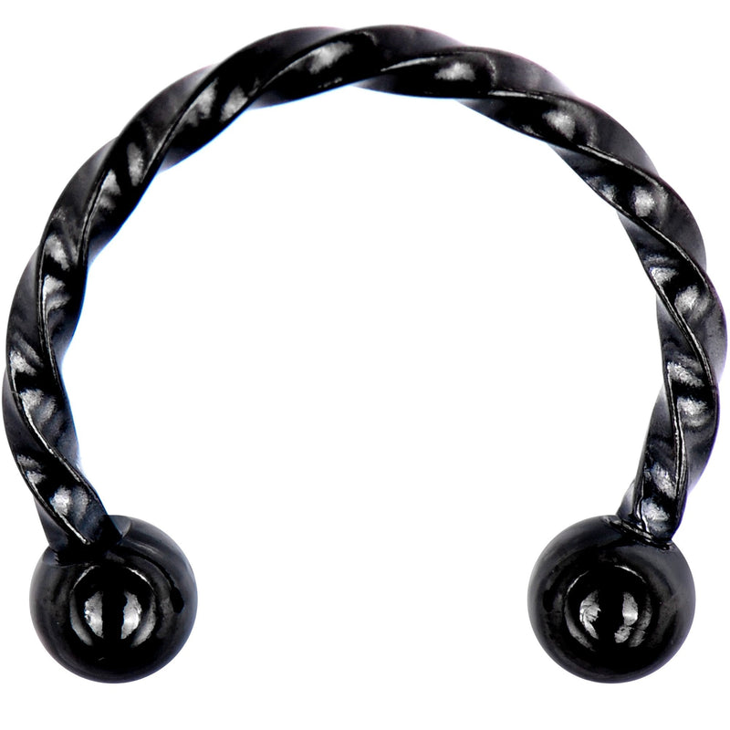 16G 3/8 Black Seriously Twisted Horseshoe Circular Barbell