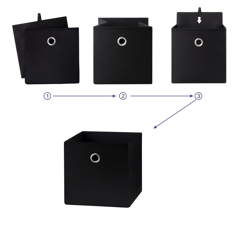 Mainstays Collapsible Fabric Cube Storage Bin, Rich Black