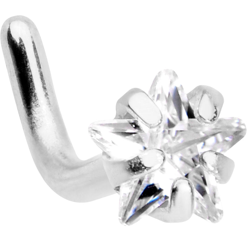 18G 1/4 Clear Star 3mm CZ Gem Steel L-Shape Nose Ring
