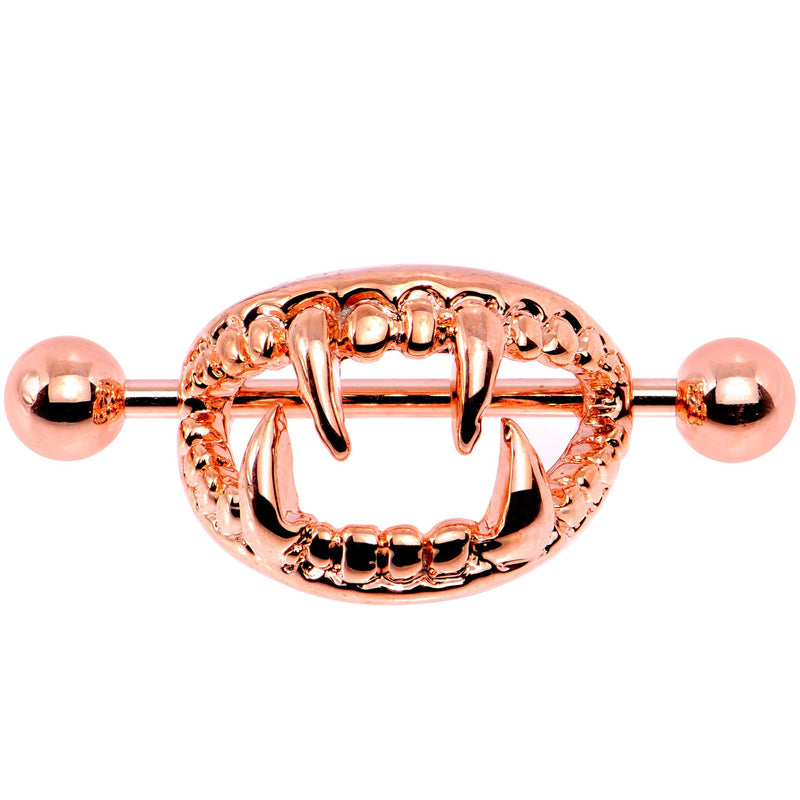 14G 5/8 Rose Gold Tone Fearsome Fangs Nipple Shield Set