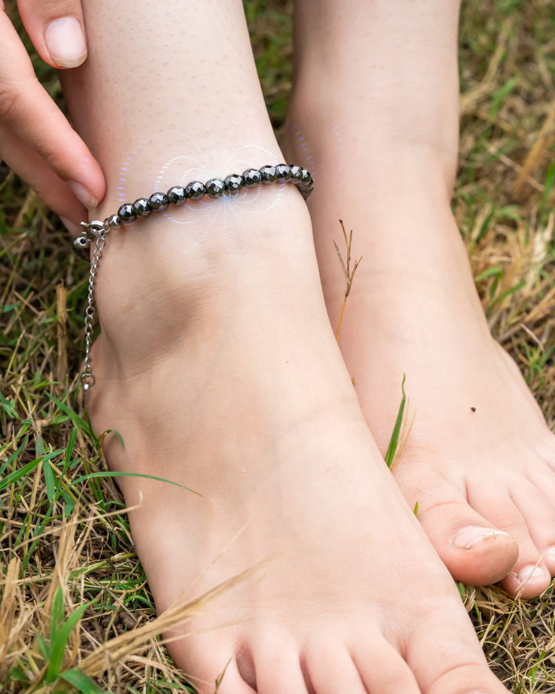 Hematite Magnetic Anklet (6mm Faceted Beads)