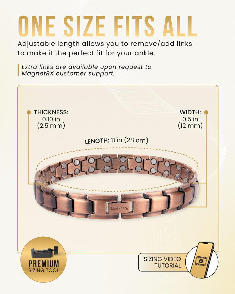 Ultra Strength Copper Magnetic Therapy Anklet for Men