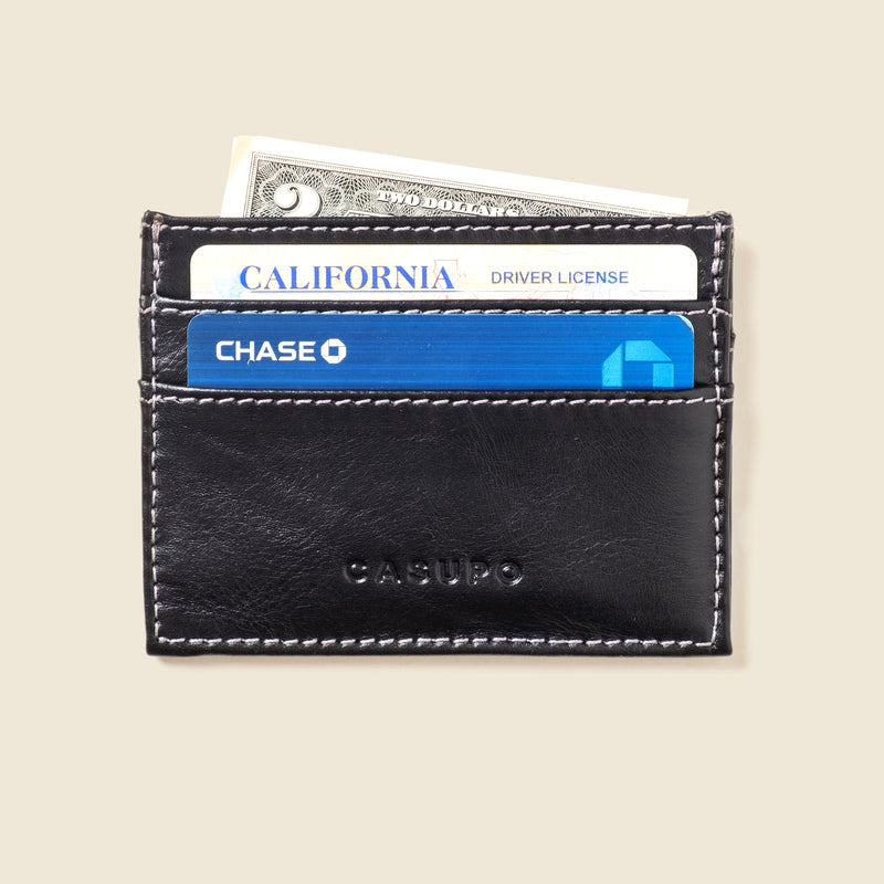 Slim Card Holder Wallet with RFID Protection - Black