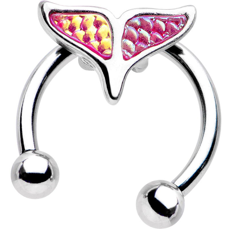 16G 5/16 Pink Mermaid Scale Tail Horseshoe Circular Barbell