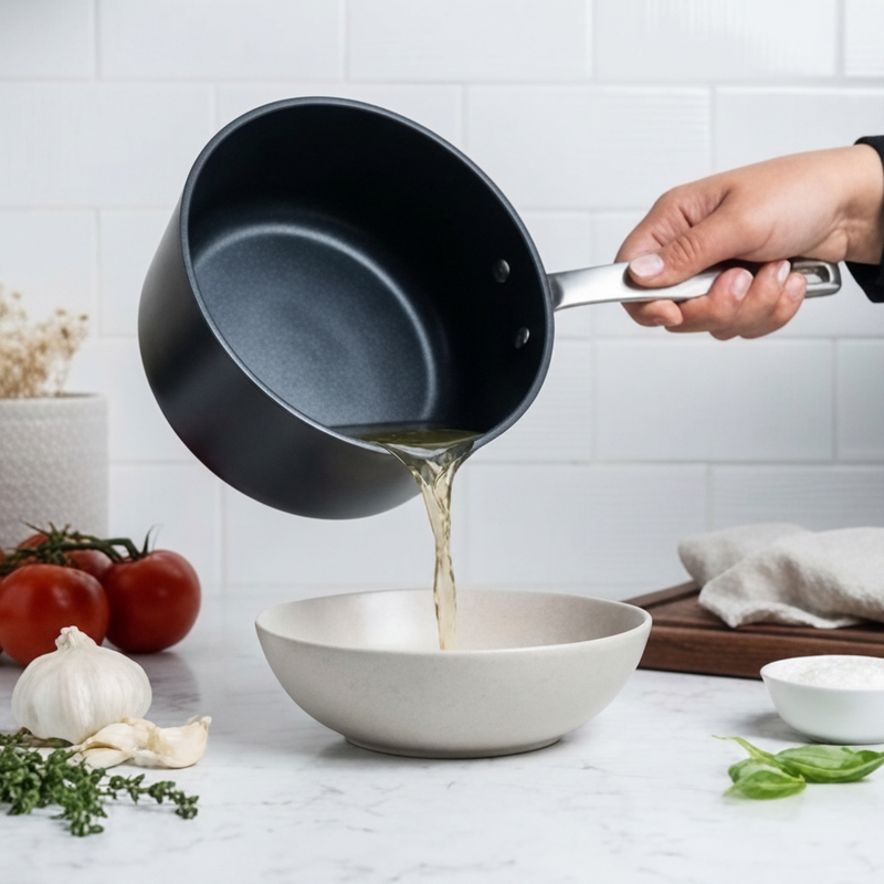 Ceramic Nonstick Saucepan with Lid, 2-Qt