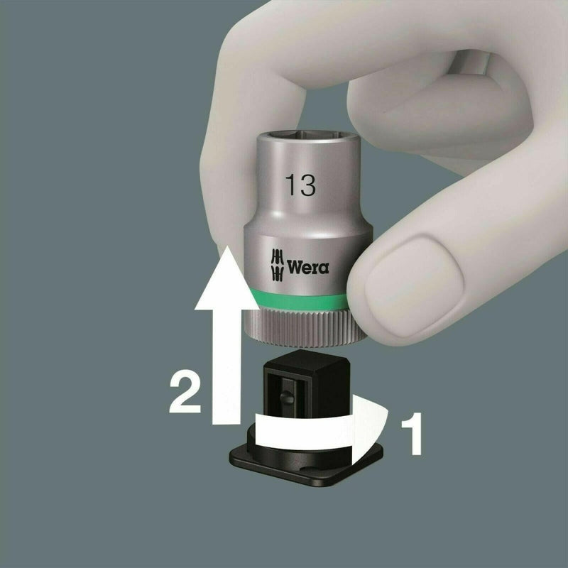 Wera 8100 SA 11 Zyklop Metal Switch Socket Wrench Set 1/4" Drive SAE 05004021001