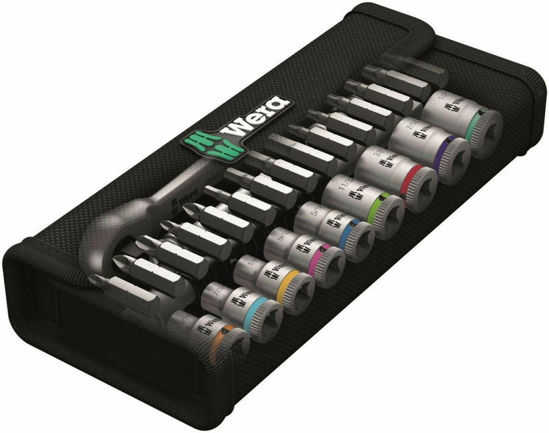 Wera 8100 SA 11 Zyklop Metal Switch Socket Wrench Set 1/4" Drive SAE 05004021001