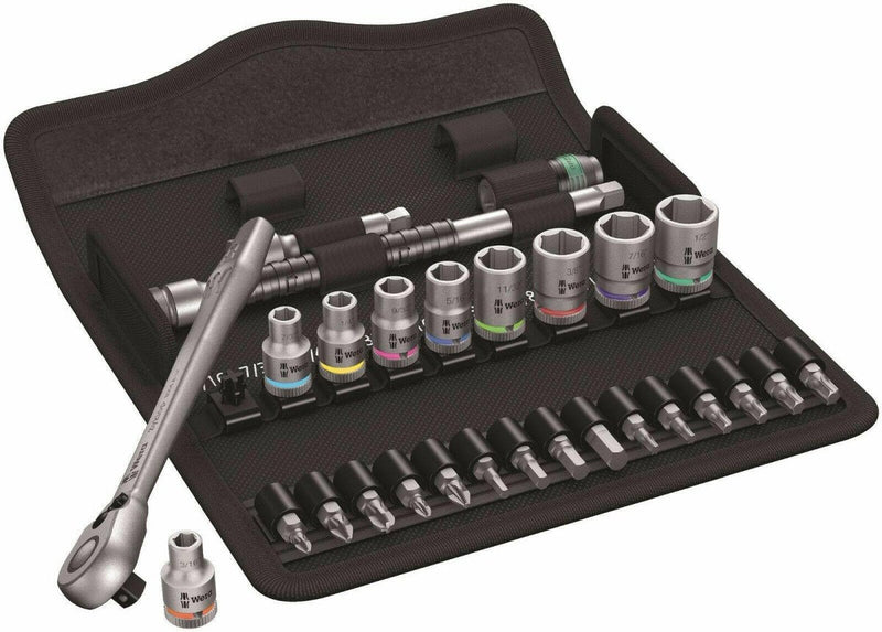 Wera 8100 SA 11 Zyklop Metal Switch Socket Wrench Set 1/4" Drive SAE 05004021001