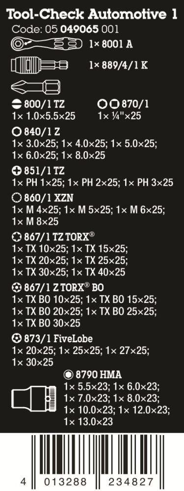 Wera Tool-Check Automotive 1 38 Pieces Metric 05049065001
